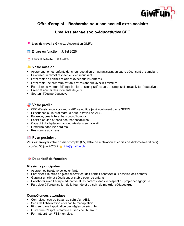Offre d'emploi ASE